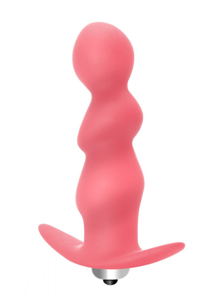 Розовая фигурная анальная вибропробка Spiral Anal Plug - 12 см. купить в секс шопе