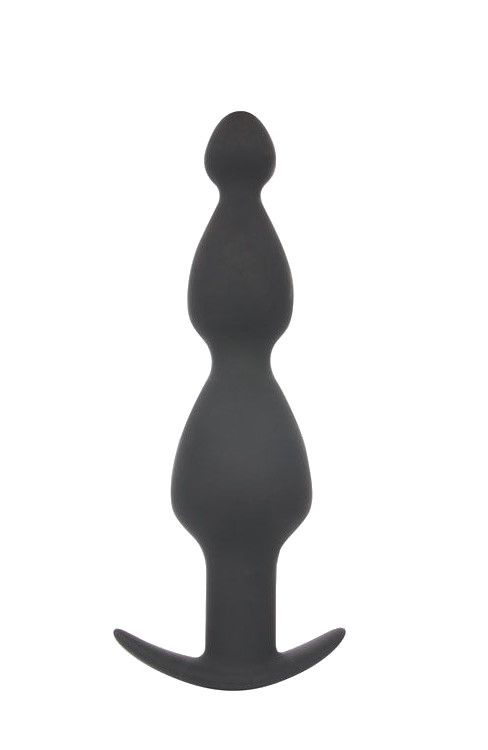 Чёрная анальная втулка с широким основанием - 19 см. купить в секс шопе