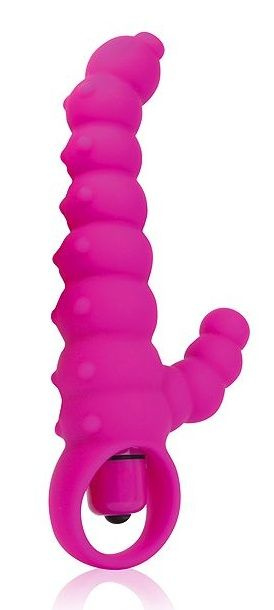 Розовый силиконовый рельефный вибромассажер - 11,5 см. купить в секс шопе