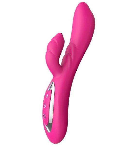 Розовый вибратор Nalone Touch2 с клиторальным стимулятором - 21,8 см. купить в секс шопе