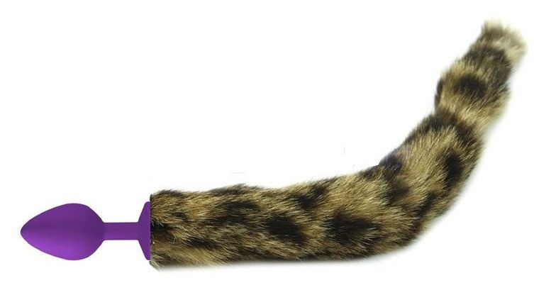 Фиолетовая анальная пробка с кошачьим хвостиком купить в секс шопе