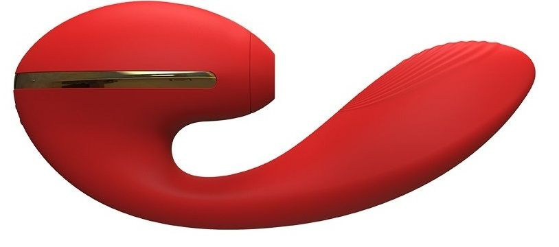 Красный вибромассажер Tina со стимулятором клитора - 17,5 см. купить в секс шопе