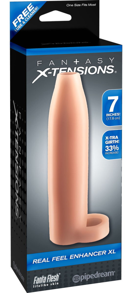 Телесная насадка Real Feel Enhancer XL - 17 см. купить в секс шопе