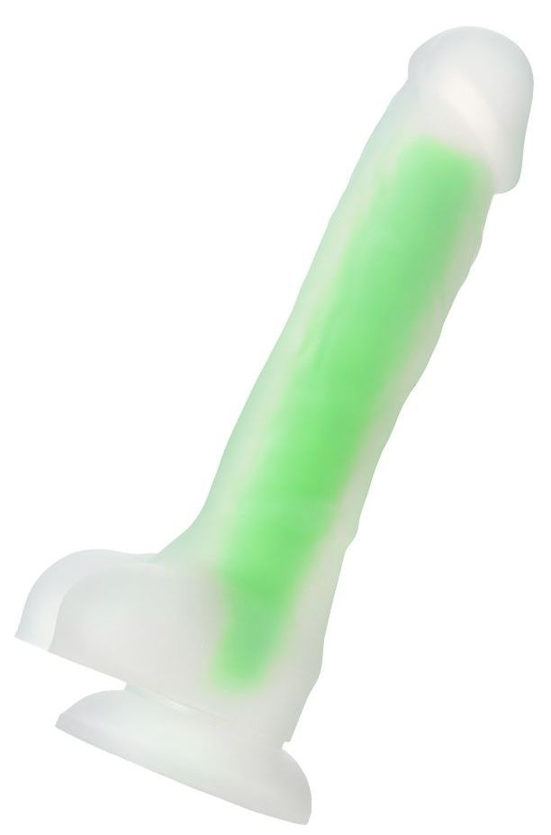 Прозрачно-зеленый фаллоимитатор, светящийся в темноте, Wade Glow - 20 см. купить в секс шопе
