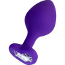Фиолетовая анальная втулка Diamond Heart с прозрачным кристаллом - 8 см. купить в секс шопе