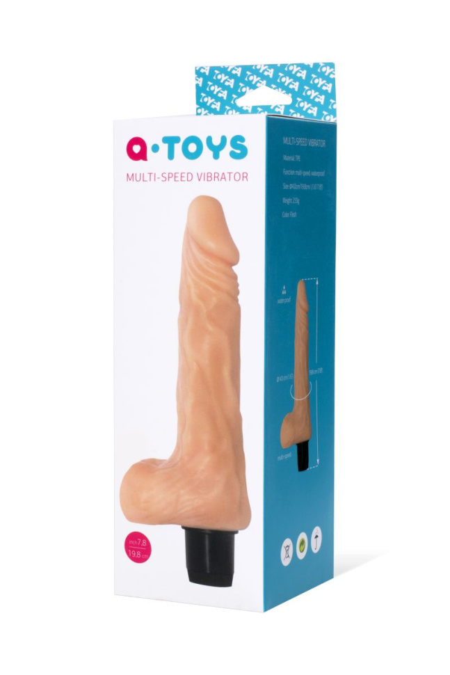 Телесный мультискоростной вибратор-реалистик A-toys - 19,8 см. купить в секс шопе