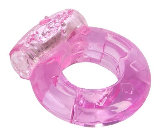 Толстое розовое эрекционное кольцо с вибратором купить в секс шопе