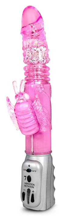 Розовый вибромассажер Butterfly Stroker - 29,8 см. купить в секс шопе