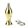 Золотистая металлическая анальная пробка с кольцом - 7 см. купить в секс шопе