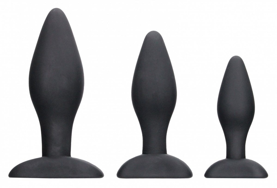 Набор из 3 черных анальных пробок Apex Butt Plug Set купить в секс шопе