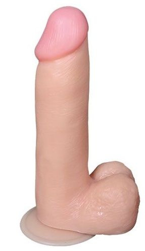 Телесный реалистичный фаллоимитатор на присоске - 16 см. купить в секс шопе