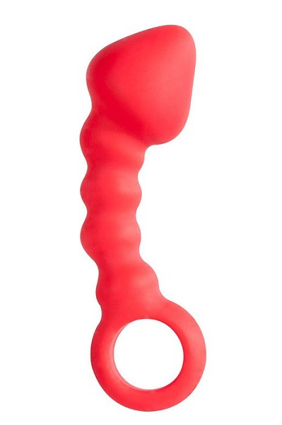 Красный анальный стимулятор с кольцом HEAD INVADER - 13 см. купить в секс шопе