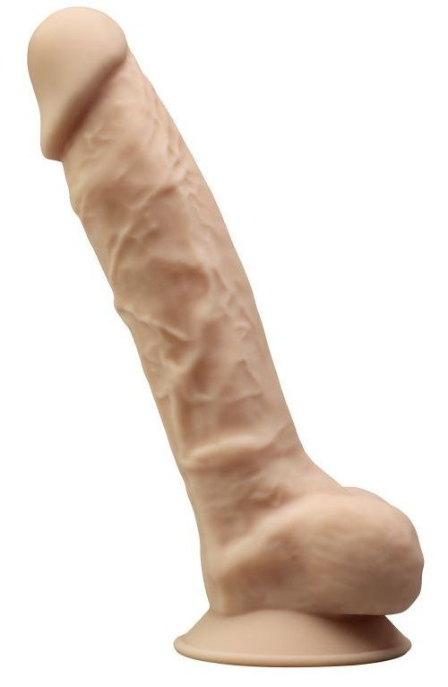 Телесный фаллоимитатор-реалистик с мошонкой на присоске MODEL 1 - 23 см. купить в секс шопе