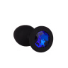 Чёрная анальная втулка с синим кристаллом - 7,3 см. купить в секс шопе