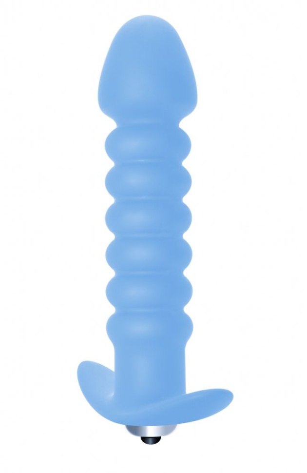 Голубая анальная вибропробка Twisted Anal Plug - 13 см. купить в секс шопе