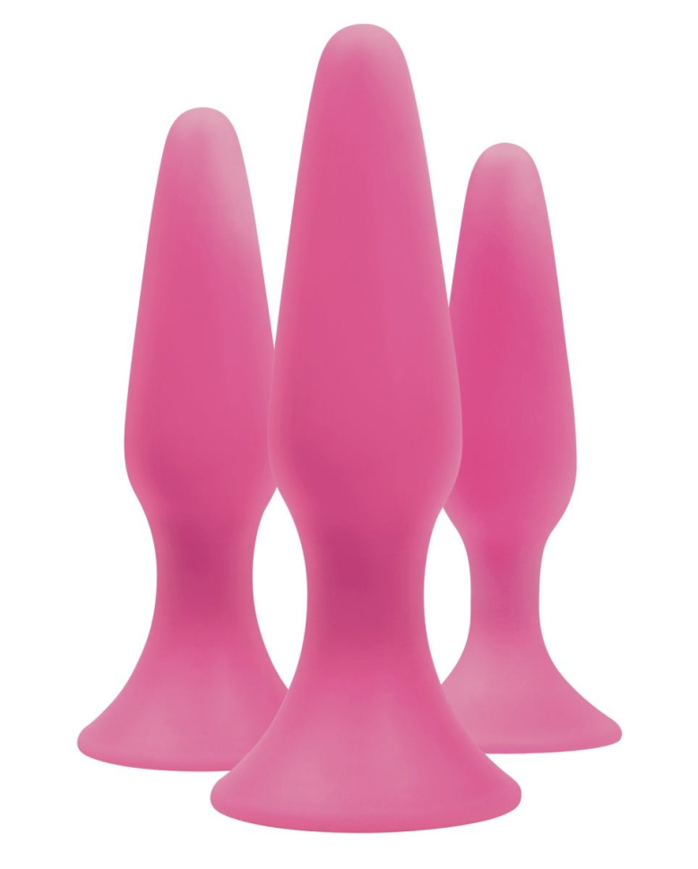 Набор из 3 розовых силиконовых анальных пробок Trainer Kit купить в секс шопе