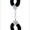Металлические наручники с чёрным мехом и ключиками купить в секс шопе