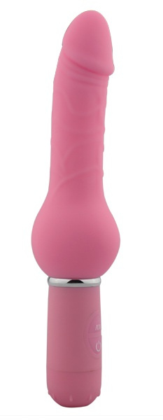 Розовый реалистичный вибратор с ограничителем Curvy Dong - 20,5 см. купить в секс шопе