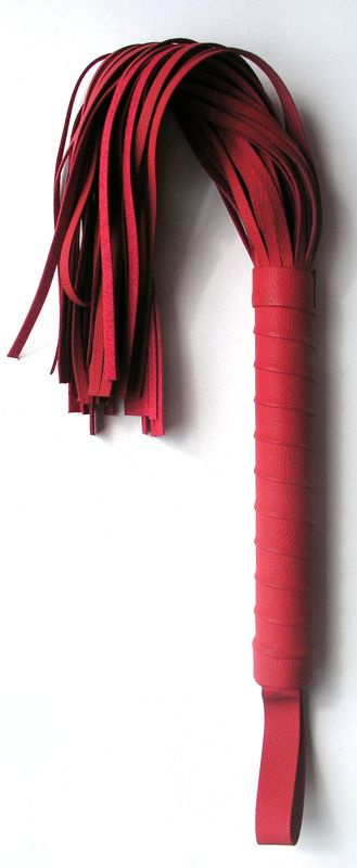 Красная многохвостая плеть с круглой ручкой - 46 см. купить в секс шопе