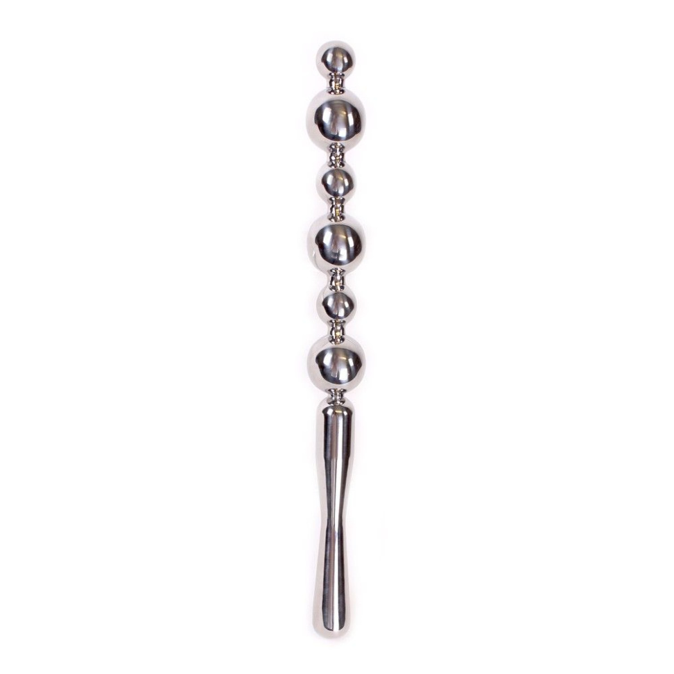 Серебристая металлическая анальная цепочка Anal Stick Large - 30 см. купить в секс шопе
