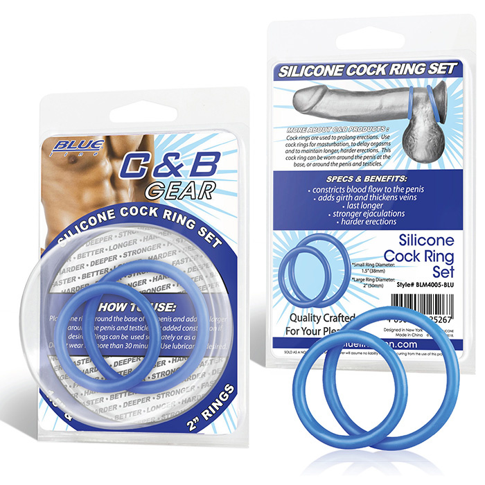 Набор из двух голубых силиконовых колец разного диаметра SILICONE COCK RING SET купить в секс шопе