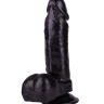 Чёрный фаллоимитатор с мошонкой на присоске - 16 см. купить в секс шопе