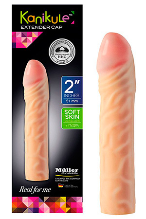 Реалистичная насадка-удлинитель Kanikule Extender Cap 2  - 15.5 см. купить в секс шопе